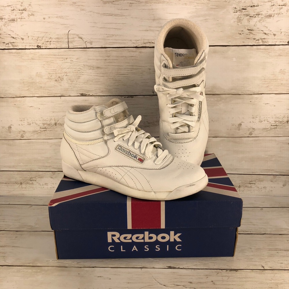 Reebok Freestyle Hi Womens White Leather High Top Sneakers 2240 Size 7.5